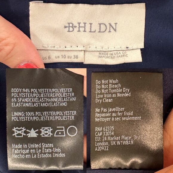 Anthropologie BHLDN Tatum V-Neck Crepe Gown Maxi Dress in Navy Women's Size 6 - Picture 3 of 16